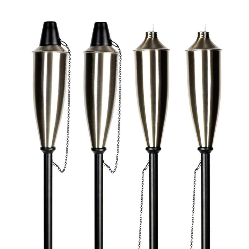 Deco Home Set of 4 Garden Tiki Torch Citronella Metal Outdoor Torch